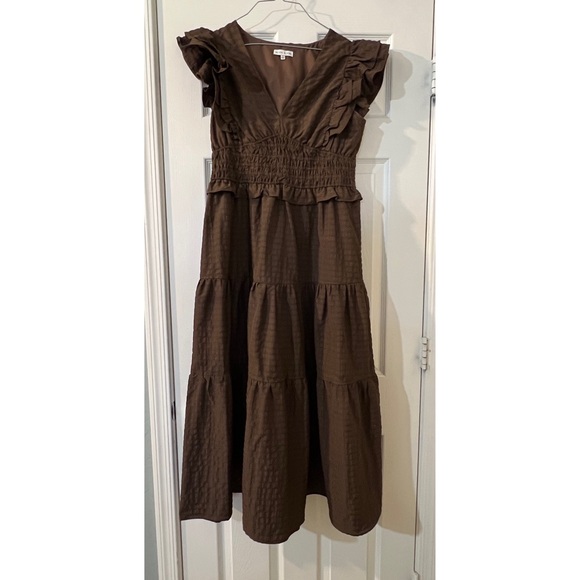 MOON RIVER Ruffle Midi Dress Large - Picture 6 of 12